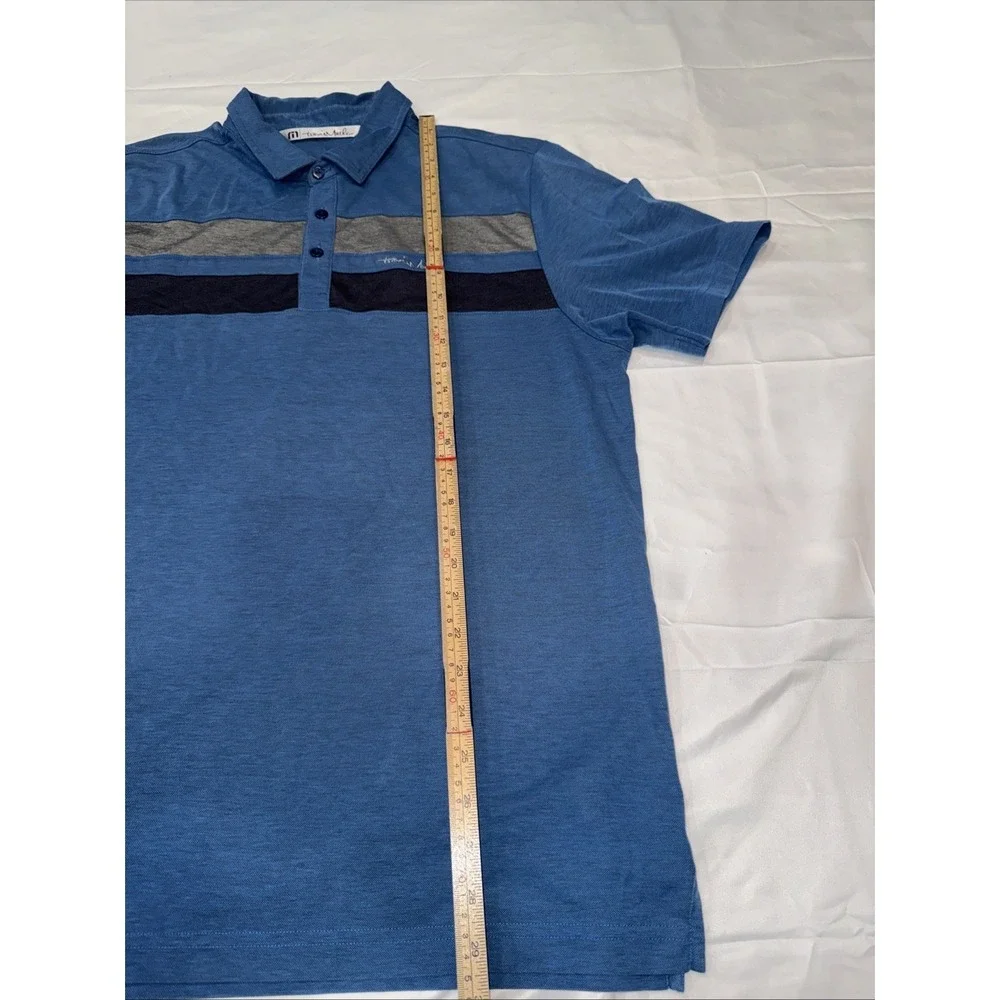 Travis Mathew Polo Shirt Men Sz Large Blue Anthem Country Golf Club Short Sleeve